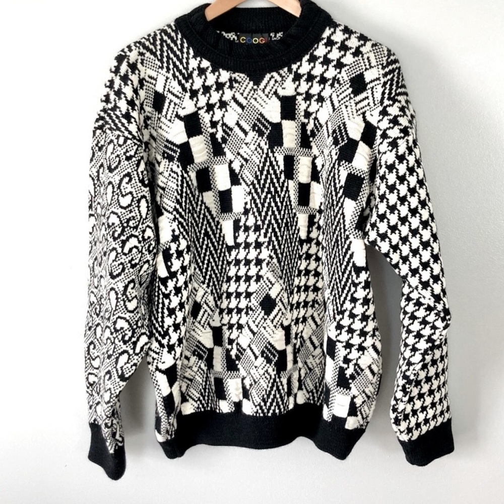 Vintage Coogi Made in Australia Pure Wool 3D Sweater houndstooth chevron unisex